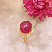 Smooth Domed Pink Tourmaline Cabochon Gold Ring alt image | Breathe Autumn Rain Jewelry