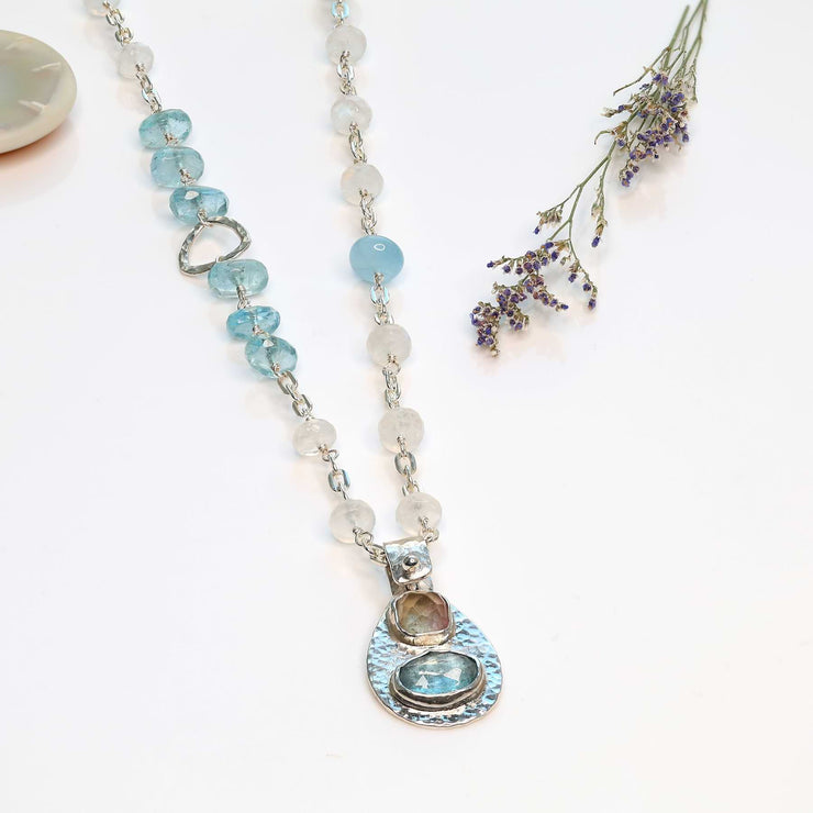By the Lake - Multi-Gemstone Silver Pendant Necklace alt image | Breathe Autumn Rain Artisan Jewelry
