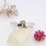 Tourmaline Silver Cuff Bracelet stacking example with Green Kyanite Silver Cuff Bracelet image | Breathe Autumn Rain Jewelry