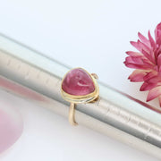 Heart Shaped Pink Tourmaline Cabochon Gold Ring alt image | Breathe Autumn Rain Jewelry