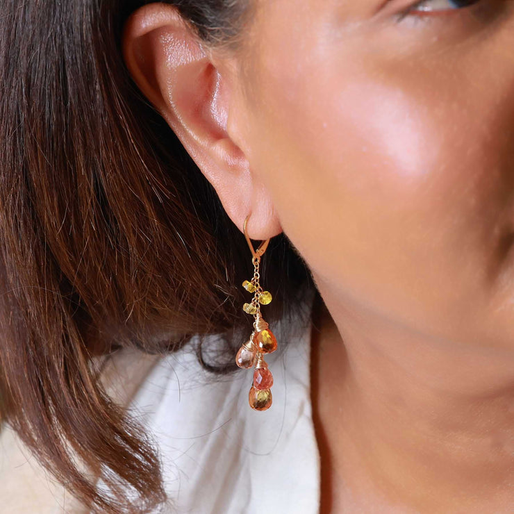 Orange Blossoms - Padparadscha Sapphire Drop Earrings