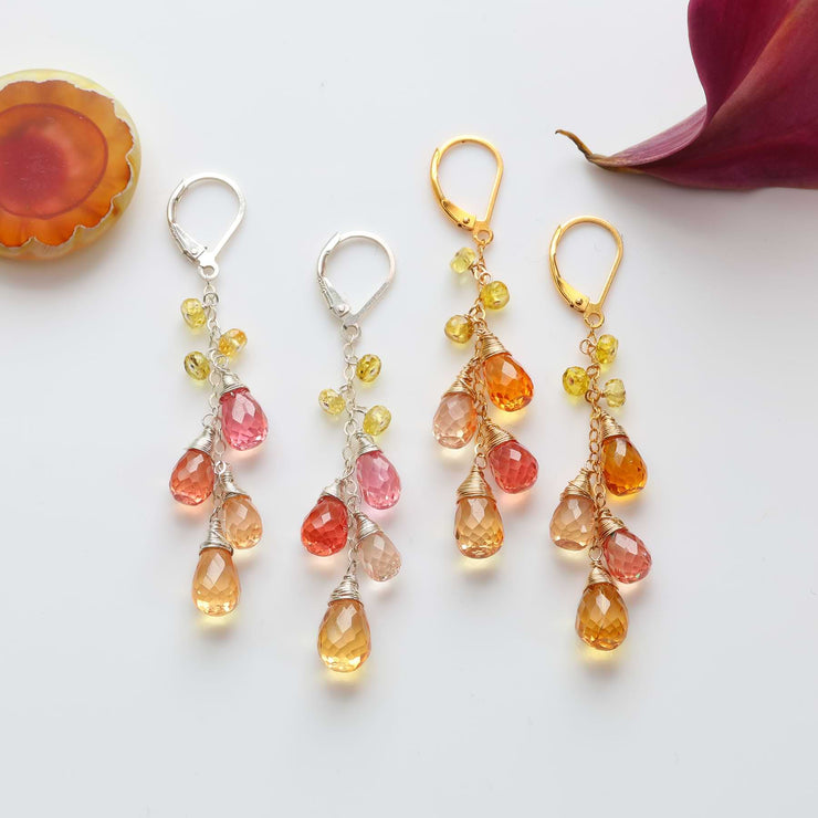 Orange Blossoms - Padparadscha Sapphire Drop Earrings
