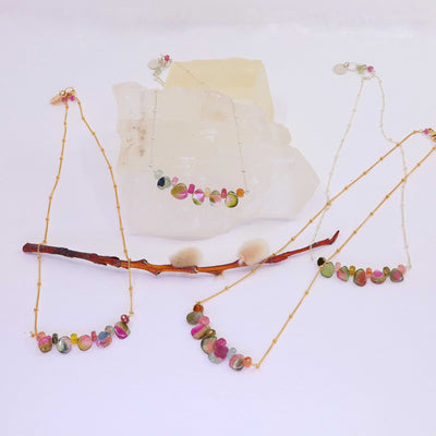 Kaleidoscope - Watermelon Tourmaline Trapeze Necklace main image | Breathe Autumn Rain Artisan Jewelry