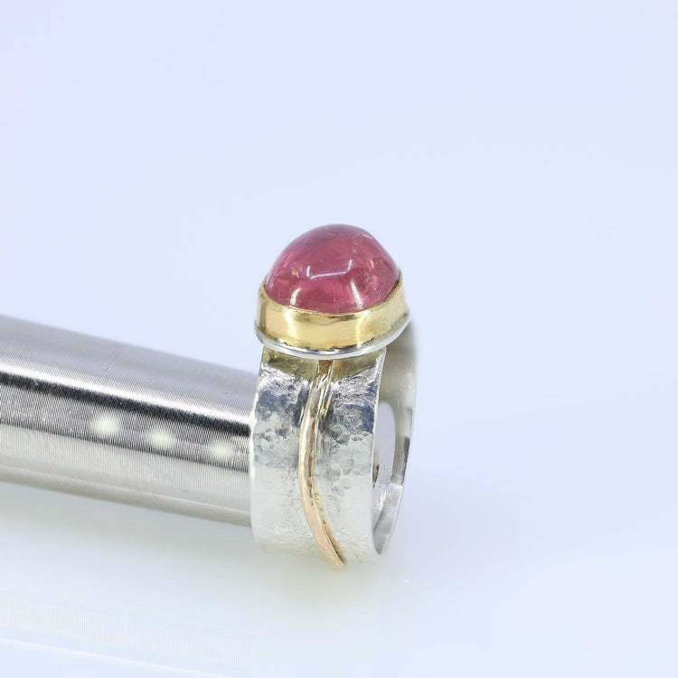Adele - Pink Tourmaline Silver and Gold Ring alt image | Breathe Autumn Rain