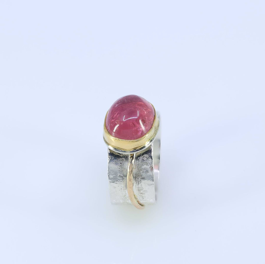 Adele - Pink Tourmaline Silver and Gold Ring main image | Breathe Autumn Rain