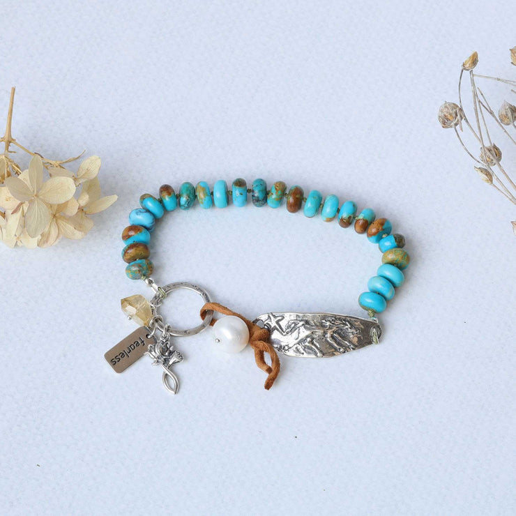 Apache - Rustic Turquoise and Sterling Silver Bracelet main image | Breathe Autumn Rain Artisan Jewelry