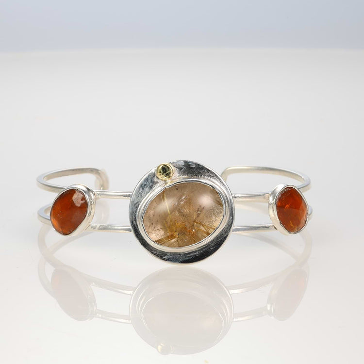 Autumn Vibes - Multi Gemstone Cuff Bracelet alt image | Breathe Autumn Rain Jewelry