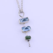 Baltic Sea - Aquamarine and Tourmaline Silver Pendant Necklace