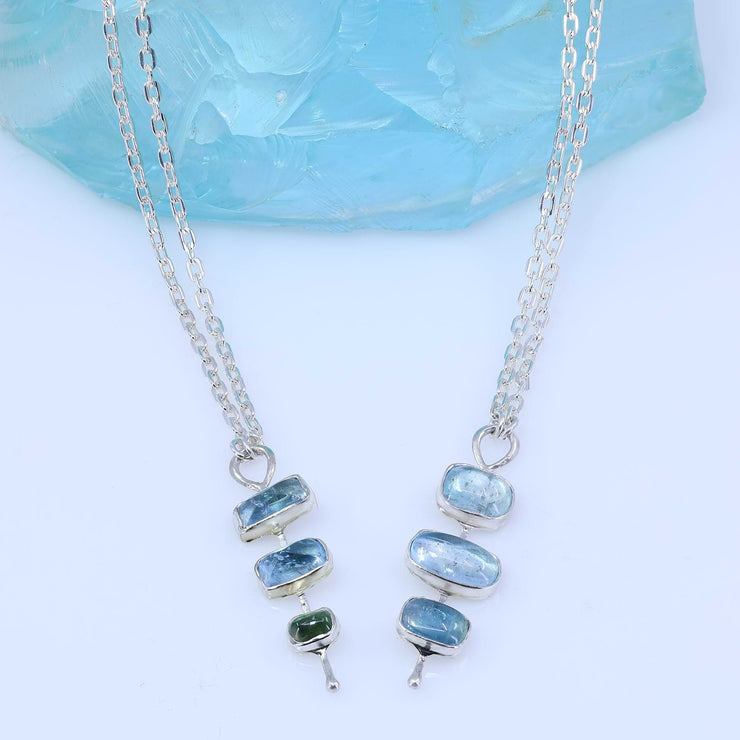 Baltic Sea - Aquamarine and Tourmaline Silver Pendant Necklace main image | Breathe Autumn Rain Jewelry
