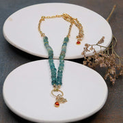 Blue Tourmaline Gold Necklace alt image | Breathe Autumn Rain Jewelry