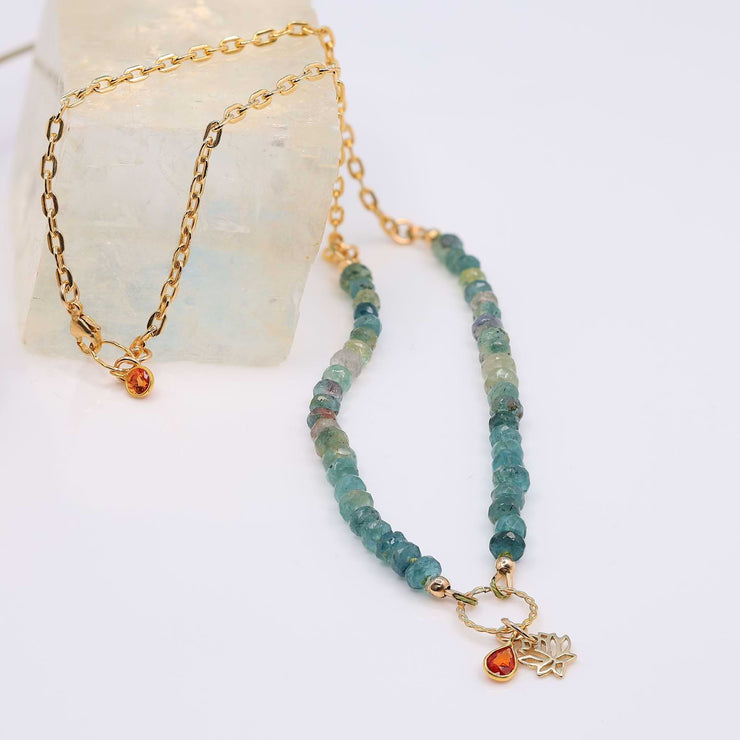 Blue Tourmaline Gold Necklace alt image | Breathe Autumn Rain Jewelry