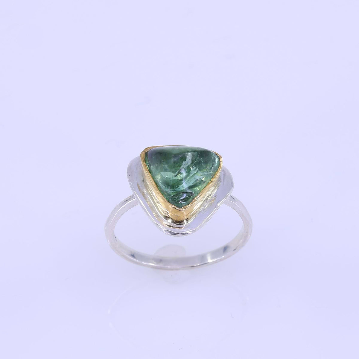 Bogata - Green Tourmaline Mixed Metal Ring alt image | Breathe Autumn Rain Jewelry