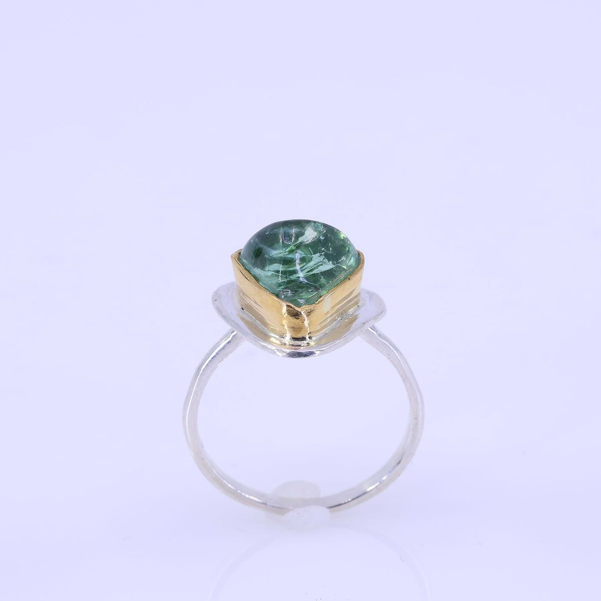 Bogata - Green Tourmaline Mixed Metal Ring alt image | Breathe Autumn Rain Jewelry