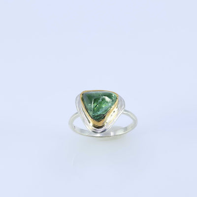 Bogata - Green Tourmaline Mixed Metal Ring main image | Breathe Autumn Rain Jewelry