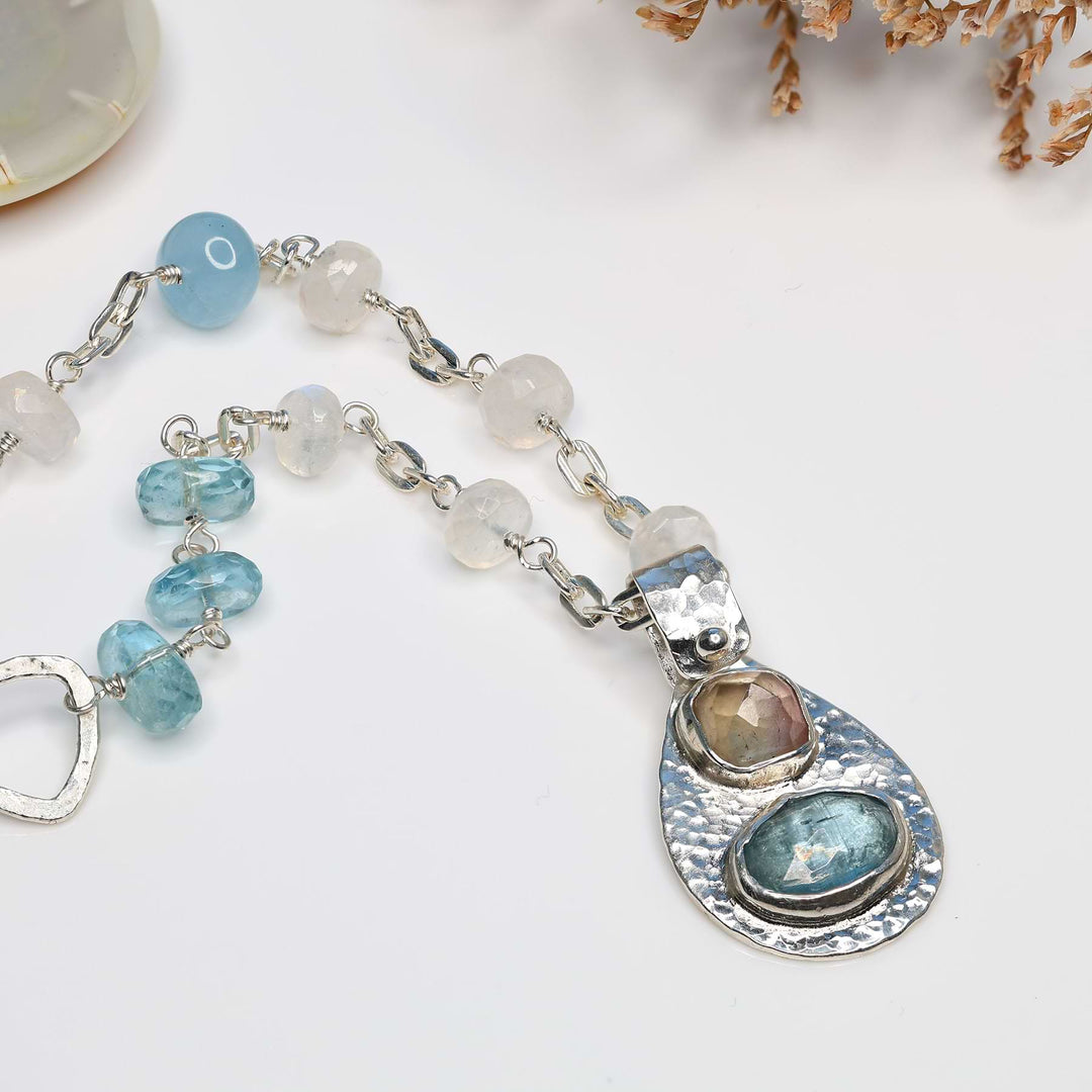 By the Lake - Multi-Gemstone Silver Pendant Necklace alt image | Breathe Autumn Rain Artisan Jewelry