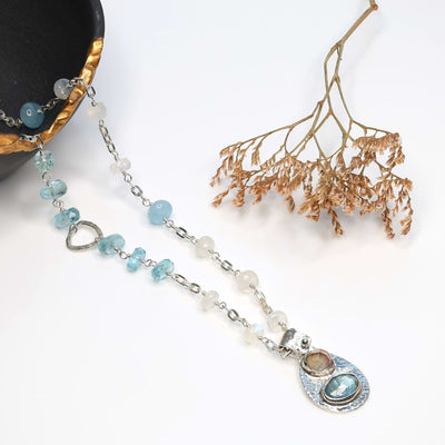 By the Lake - Multi-Gemstone Silver Pendant Necklace main image | Breathe Autumn Rain Artisan Jewelry