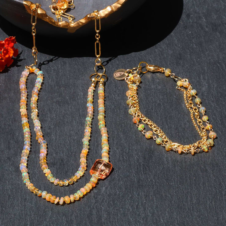 Cancun - Mexican Fire Opal Gold Bracelet alt image | Breathe Autumn Rain Jewelry