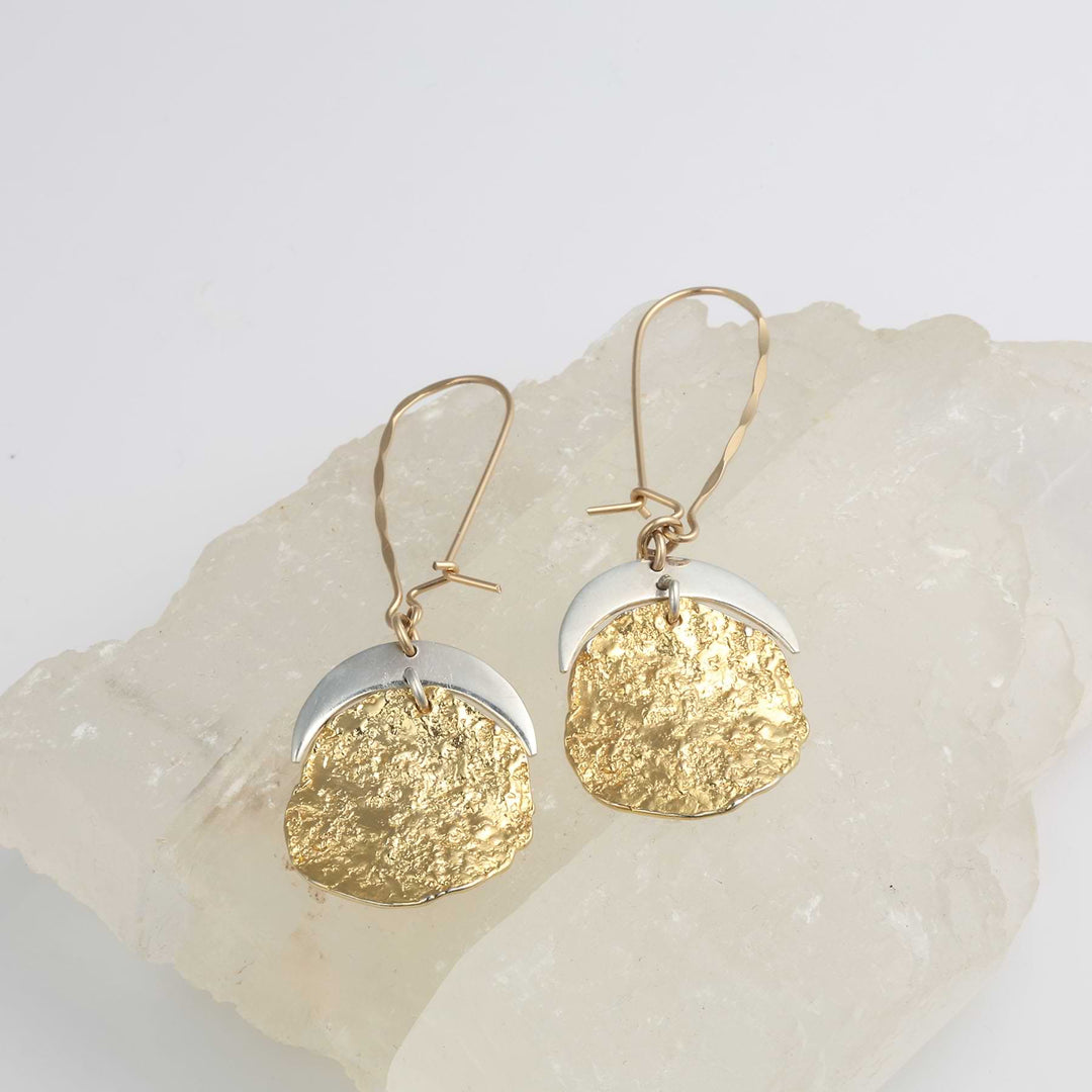 Moon Crater - Celestial Mixed Metal Earrings
