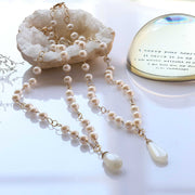 Charlotte - Pearl & Natural Moonstone Gold Necklace main image | Breathe Autumn Rain Jewelry