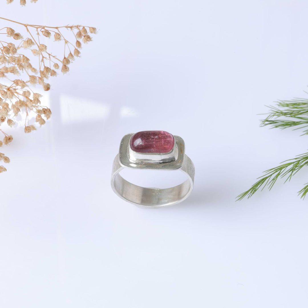 Chelsea - Pink Tourmaline Silver Ring alt image | Breathe Autumn Rain
