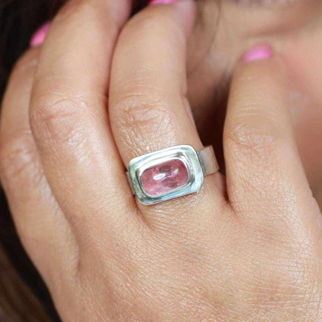 Chelsea - Pink Tourmaline Silver Ring lifestyle image | Breathe Autumn Rain