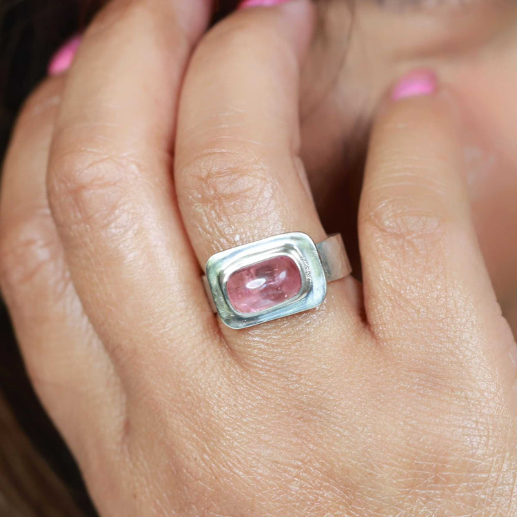 Chelsea - Pink Tourmaline Silver Ring lifestyle image | Breathe Autumn Rain
