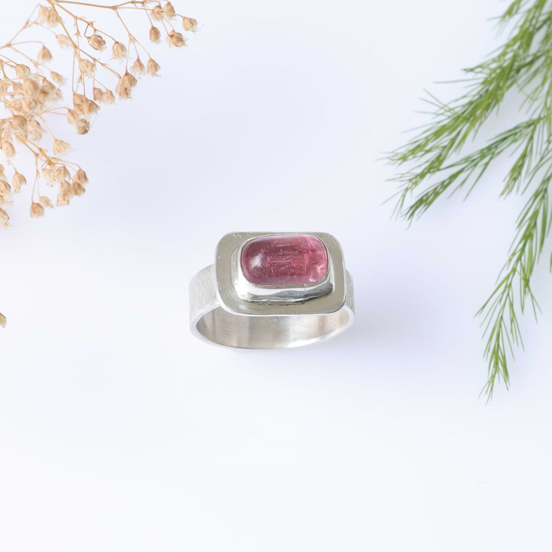 Chelsea - Pink Tourmaline Silver Ring main image | Breathe Autumn Rain