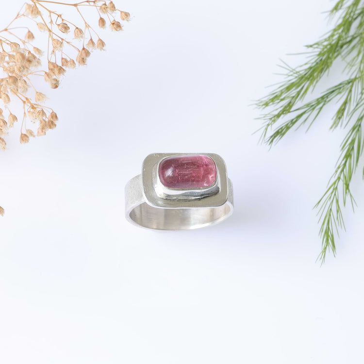 Chelsea - Pink Tourmaline Silver Ring main image | Breathe Autumn Rain