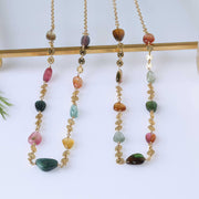 Chiara - Multi-Tourmaline Nugget Gold Necklace alt image | Breathe Autumn Rain Jewelry