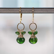 Chrome Diopside Dainty Gold Earrings main image | Breathe Autumn Rain Jewelry