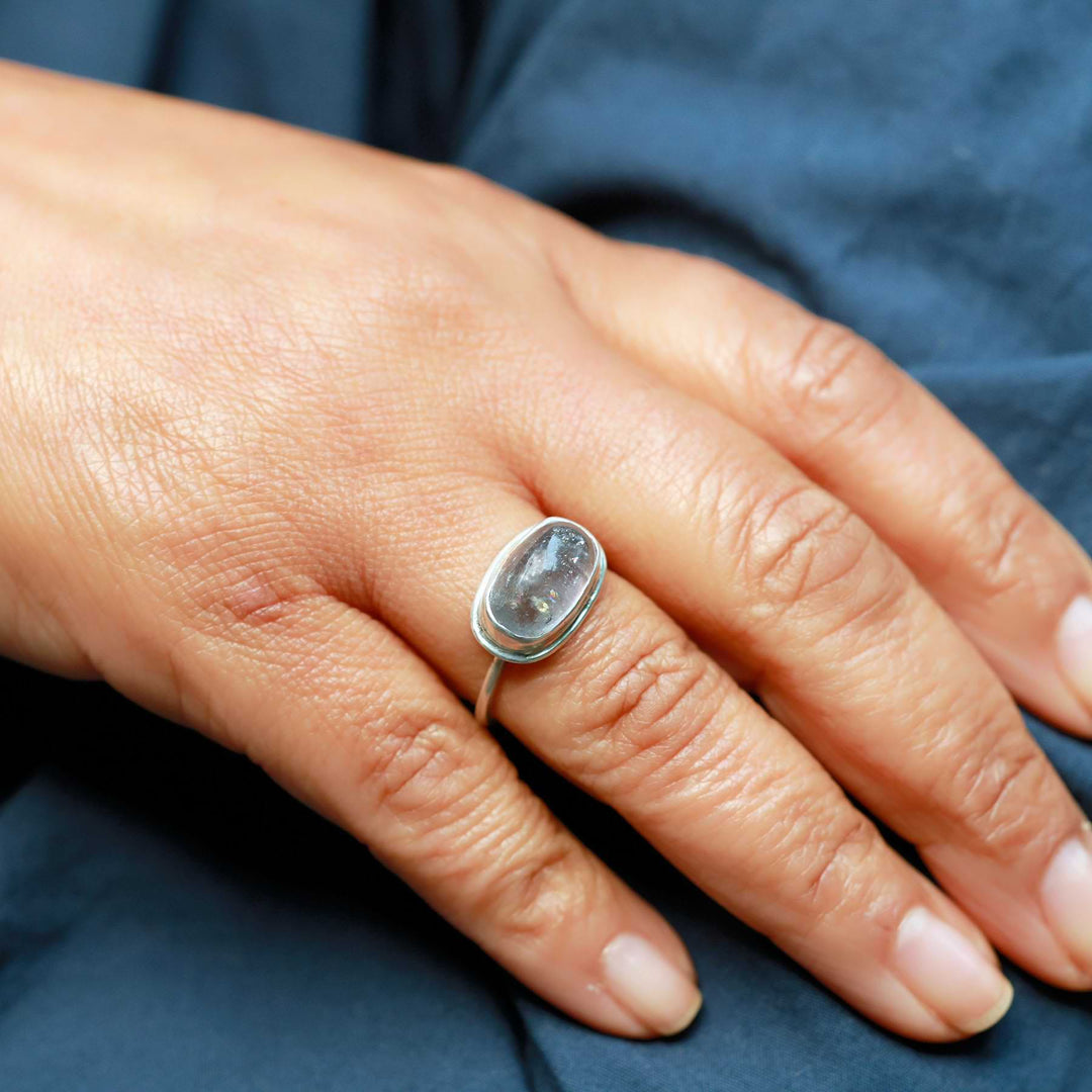 Coastal Skies - Tourmaline Silver Ring lifestyle image 2 | Breathe Autumn Rain Artisan Jewelry