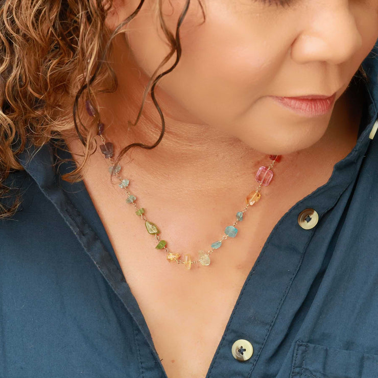Color Me Brightly - Multi-Gemstone Necklace lifestyle image | Breathe Autumn Rain Artisan Jewelry