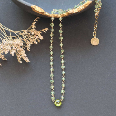 Delicate Green Kyanite and Peridot Gold Necklace main image | Breathe Autumn Rain Jewelry