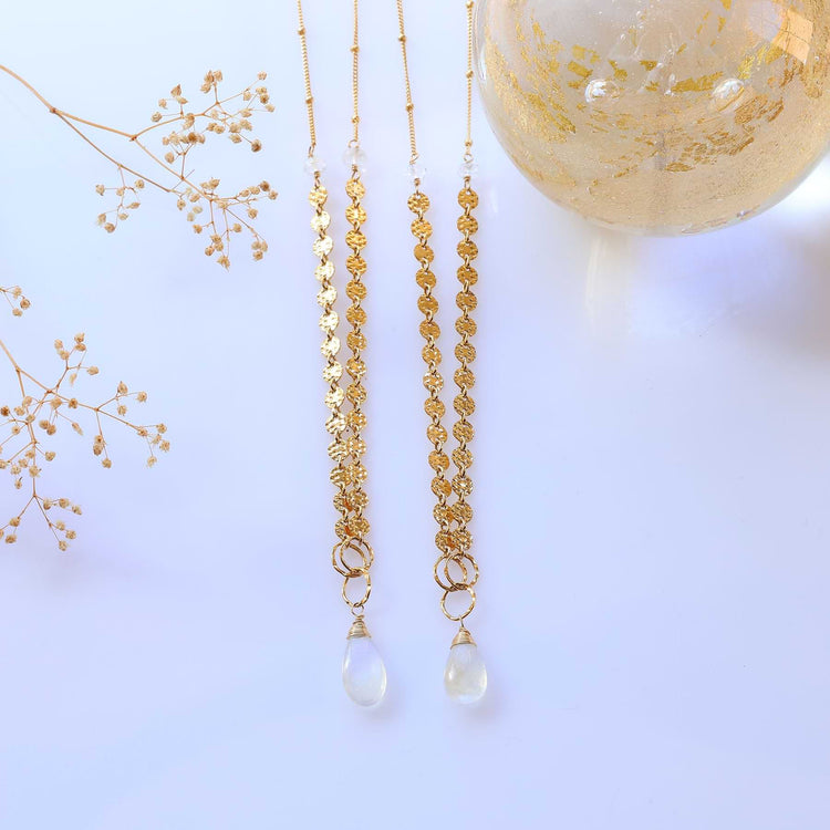 Dewdrop - Rainbow Moonstone Gold Necklace main image | Breathe Autumn Rain