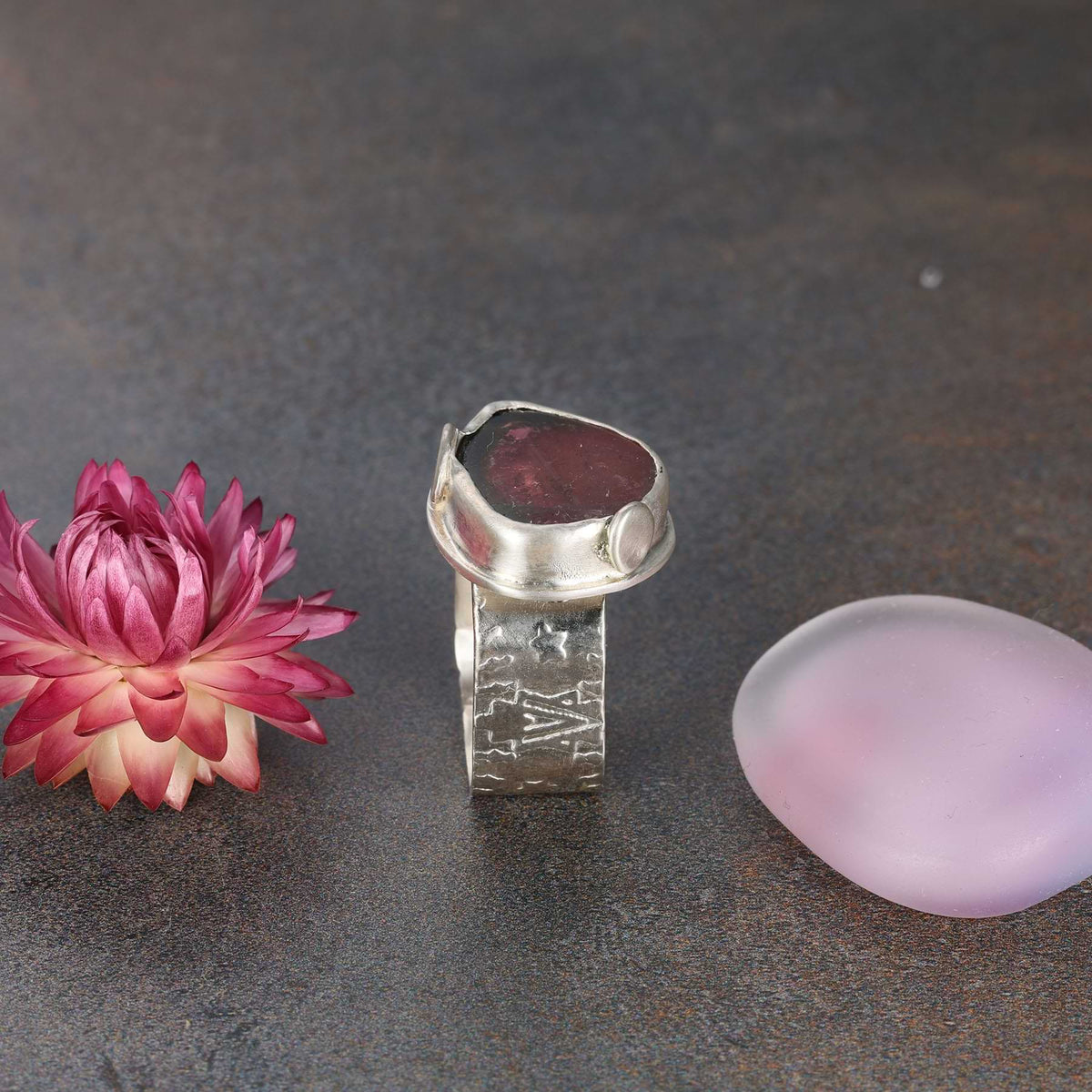 Dreams - Watermelon Tourmaline Silver Ring alt image | Breathe Autumn Rain Jewelry
