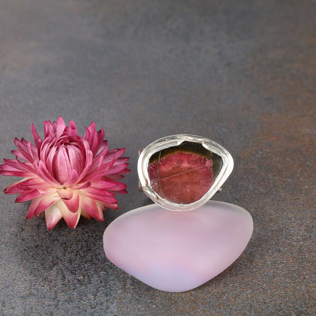 Dreams - Watermelon Tourmaline Silver Ring main image | Breathe Autumn Rain Jewelry