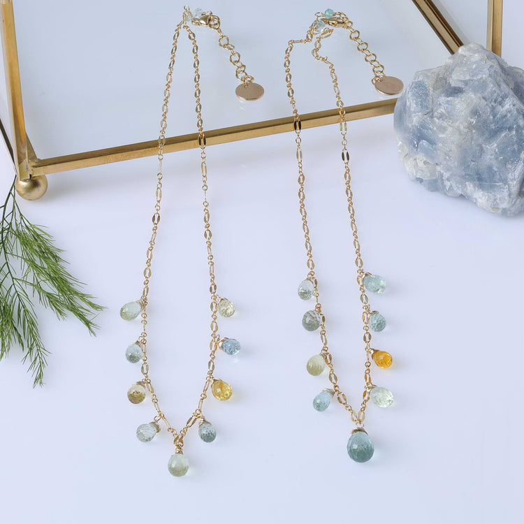 Drip Drop - Faceted Aquamarine and Beryl Necklace main image | Breathe Autumn Rain