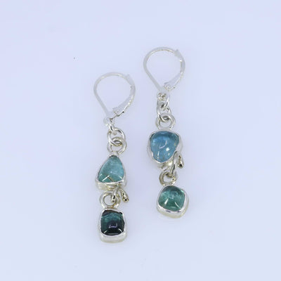 Elin - Double Tourmaline Silver Drop Earrings main image | Breathe Autumn Rain Artisan Jewelry