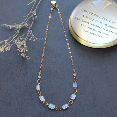 Emma - Rainbow Moonstone Gold Necklace main image | Breathe Autumn Rain Jewelry