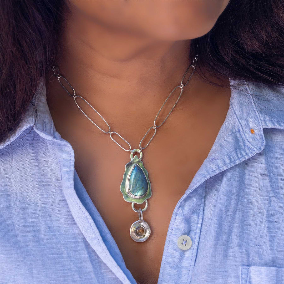 Fog and Haze - Labradorite Pendant Silver Necklace