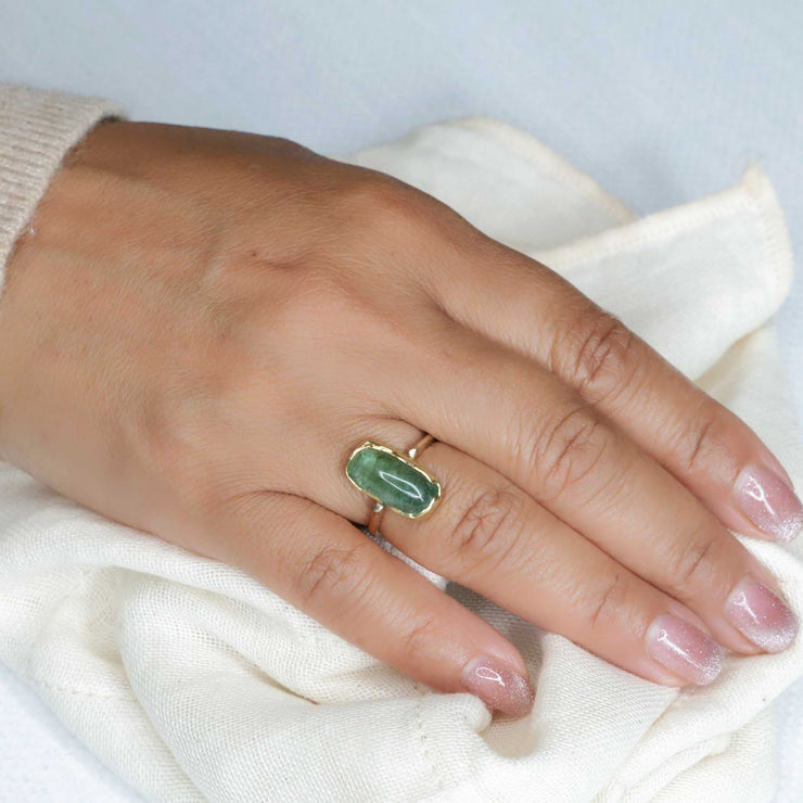 Forest - Green Tourmaline Gold Ring lifestyle image | Breathe Autumn Rain Jewelry
