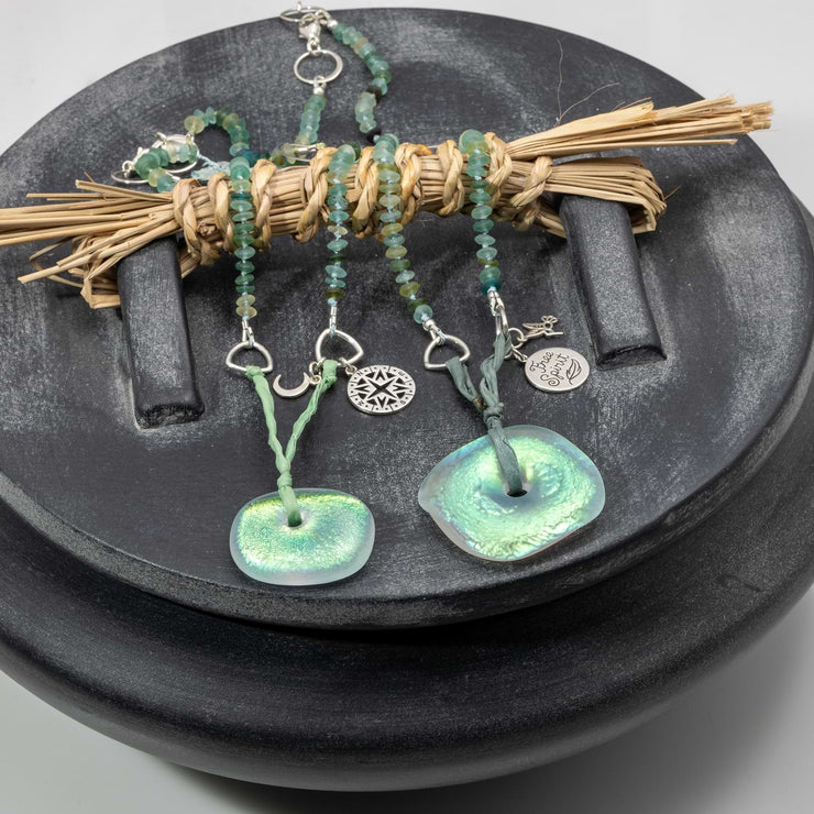 Lorelei - Fused Glass and Recycled Silver Charm Necklace