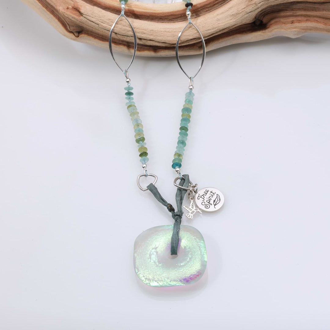 Lorelei - Fused Glass and Recycled Silver Charm Necklace