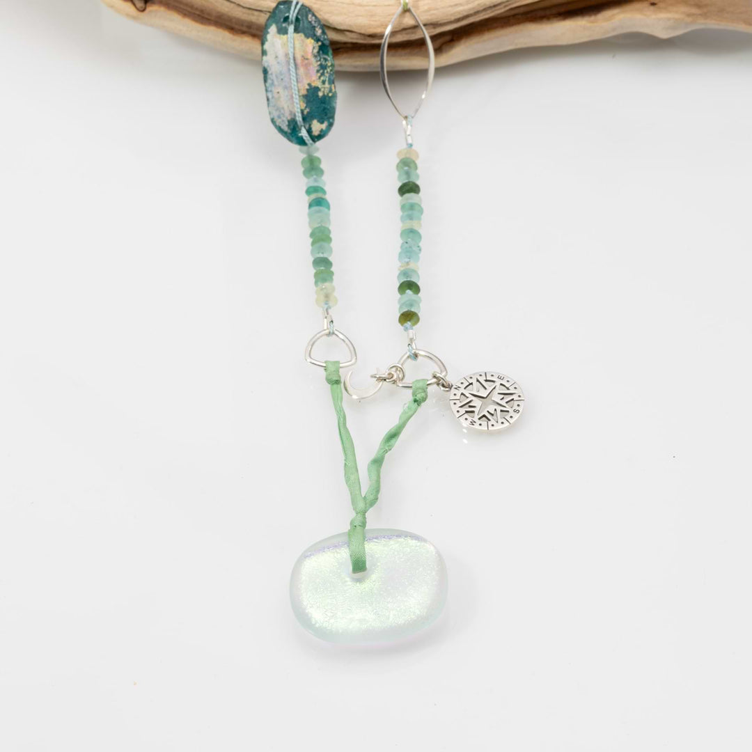 Lorelei - Fused Glass and Recycled Silver Charm Necklace