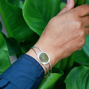 Gaia - Tourmalinated Quartz Silver Cuff Bracelet lifestyle image 2 | Breathe Autumn Rain Artisan Jewelry