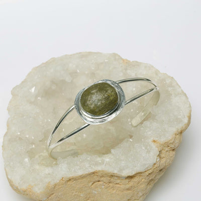 Gaia - Tourmalinated Quartz Silver Cuff Bracelet main image | Breathe Autumn Rain Artisan Jewelry