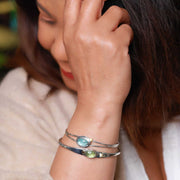 Green Kyanite Silver Cuff Bracelet lifestyle image | Breathe Autumn Rain Jewelry