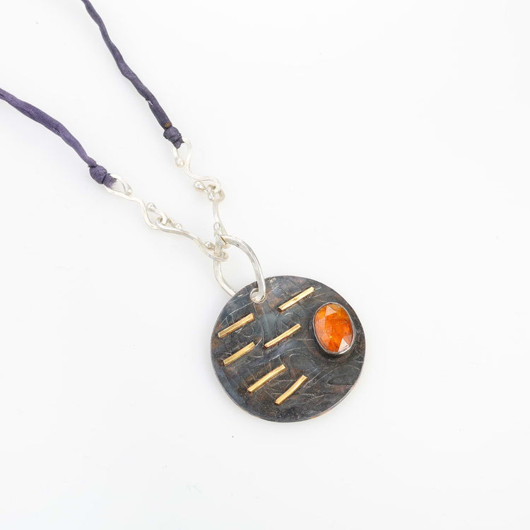 Harvest Season - Silver and Gold Gemstone Pendant Necklace main image | Breathe Autumn Rain Jewelry