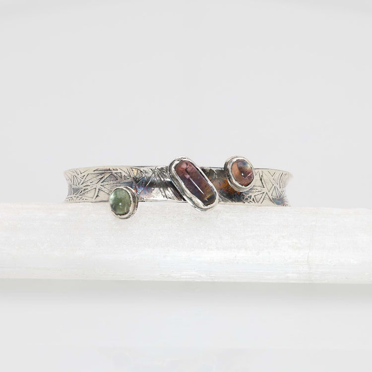 Highlands - Tourmaline Textured Silver Cuff Bracelet main image | Breathe Autumn Rain