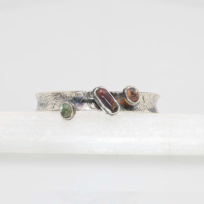 Highlands - Tourmaline Textured Silver Cuff Bracelet main image | Breathe Autumn Rain